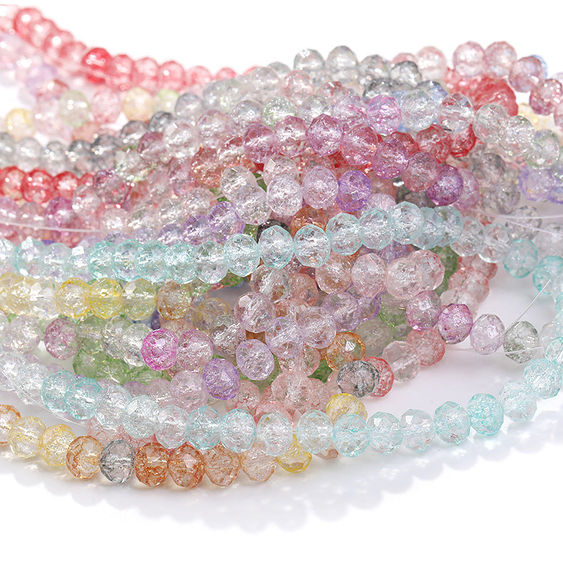Multicolor Ice Flower Faceted Crystal Glass Beads - Wheel Scatter Bead Bracelet Necklace Accessories