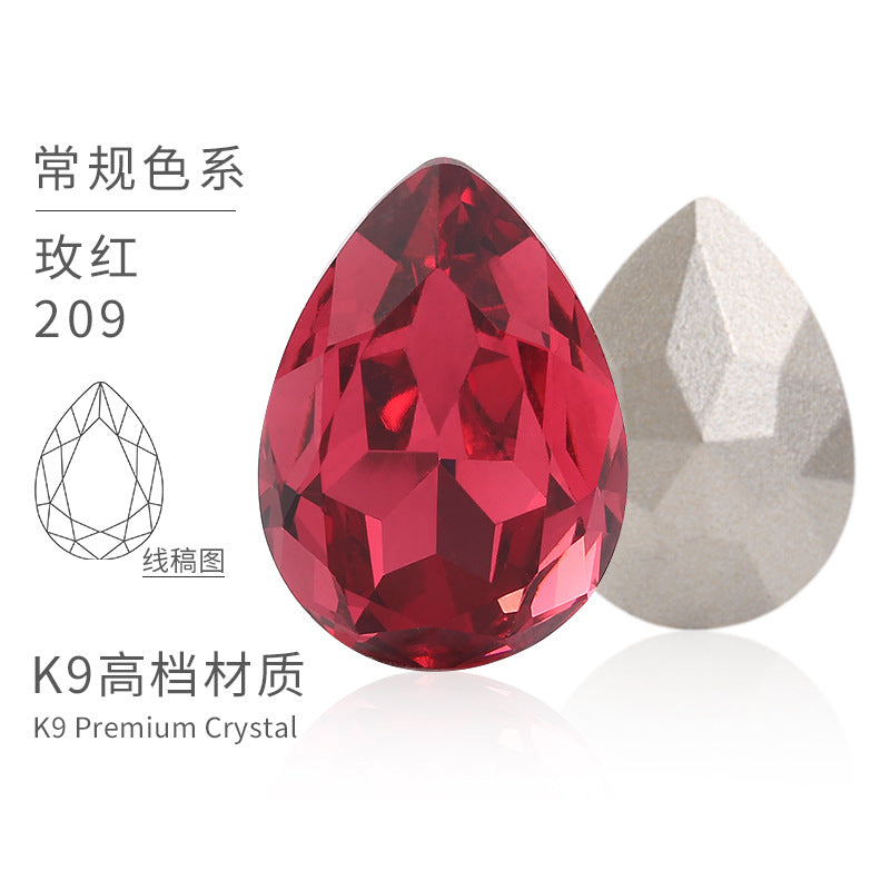 K9 material, pointed bottom pear-shaped rhinestone, color-resistant base, clothing crystal accessories, high-end pinkstone rhinestone