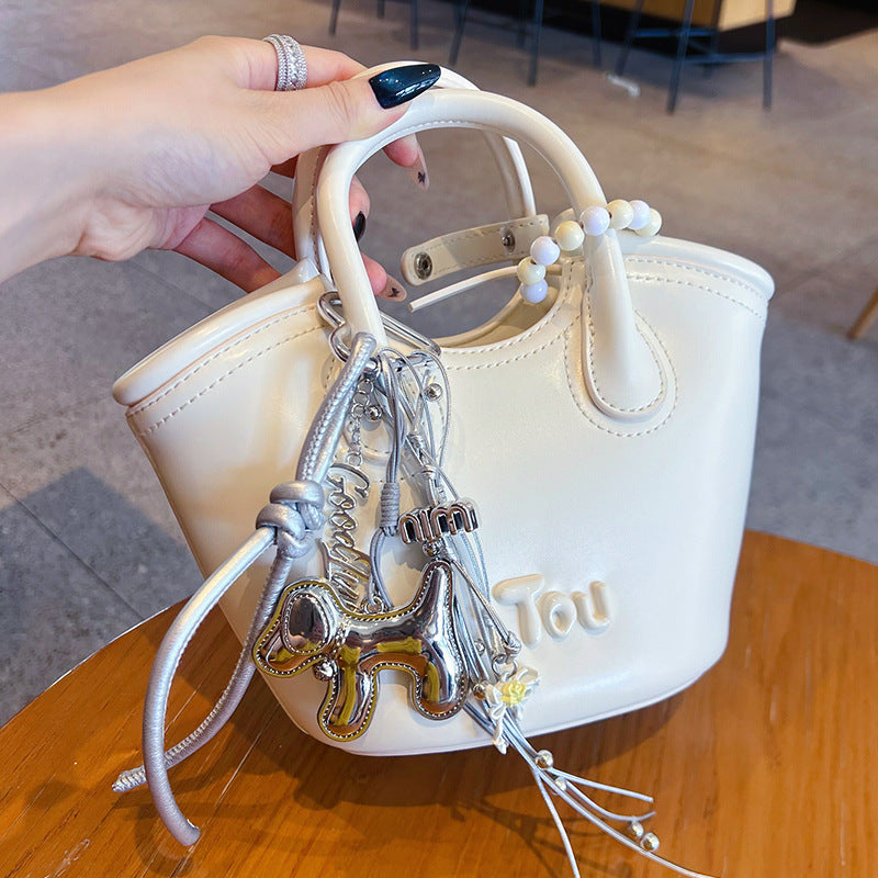 Handmade DIY silver tether key chain pendant couple car school bag keychain female miu tie bag pendant