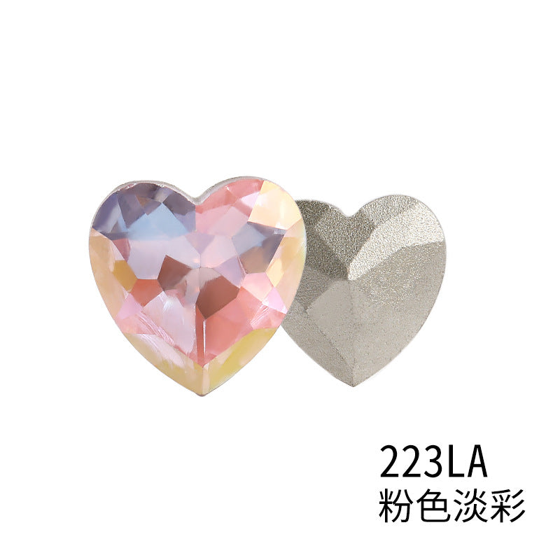 Xichuan heart-shaped light color LA series peach heart pointed bottom glass rhinestone DIY phone case accessories pointed bottom diamond sticker