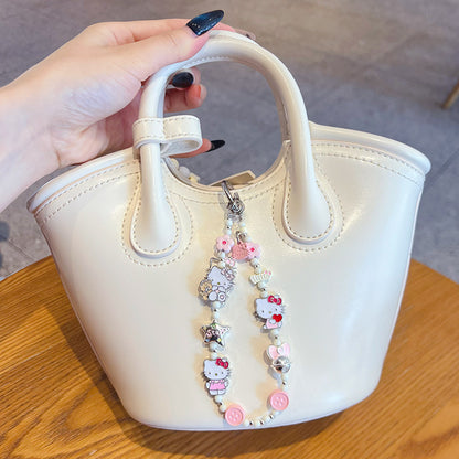 Creative DIY alloy KT cat beaded mobile phone chain pendant couple car keychain bag pendant doll accessories