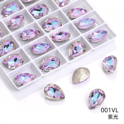 K9 high-end pear-shaped rhinestones, special-shaped rhinestones, real silver-plated base wedding dress accessories, pointed bottom pinkstone rhinestones