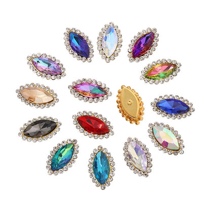 Horse Eye Sunflower Double-layer Hand-Stitched Diamond Shaped Edge Glass Diamond Clothing Bag DIY Accessories Manufacturer Wholesale