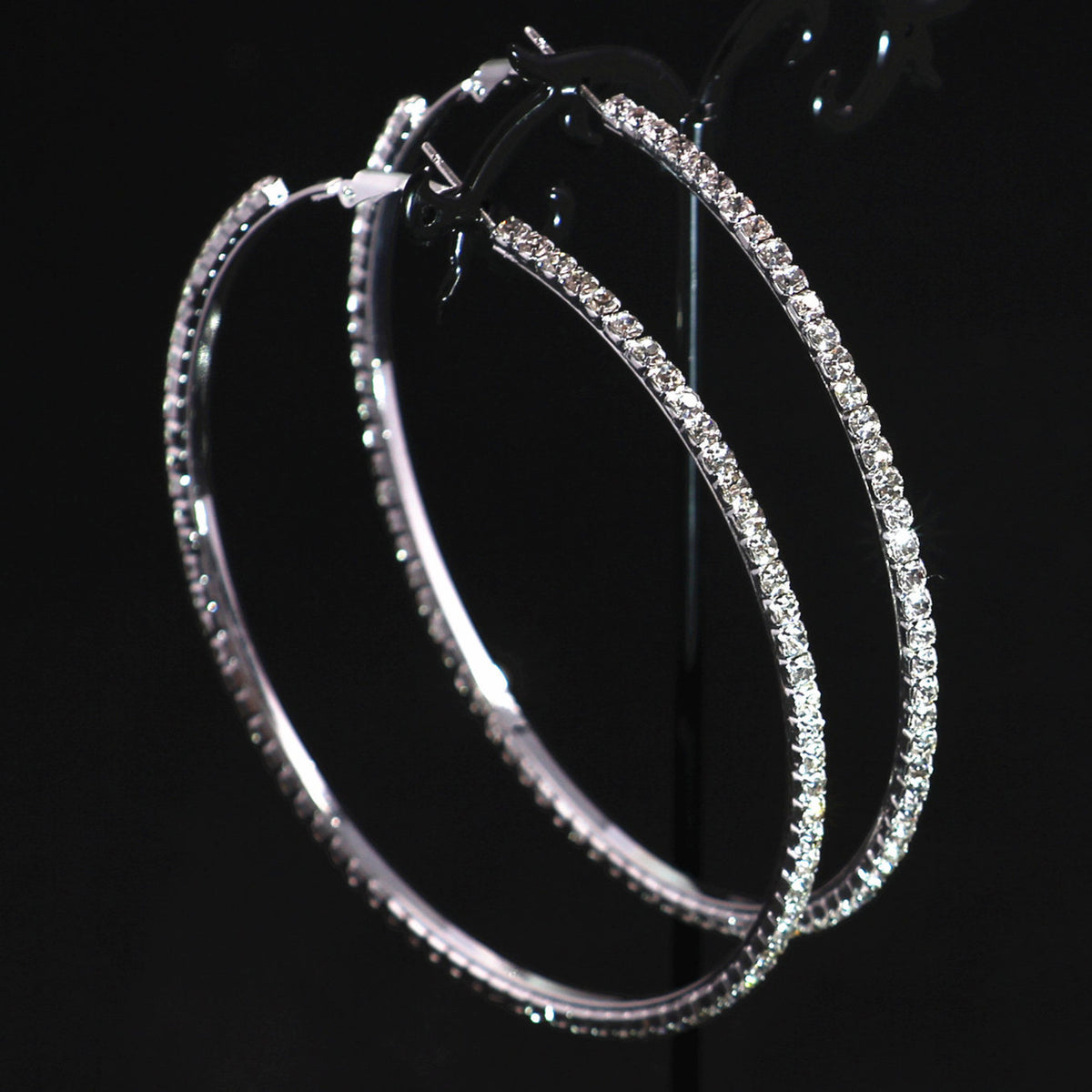 2-4-6-8-10cm oversized earrings exaggerated earrings european and american round rhinestone geometric hoop earrings for women cross-border