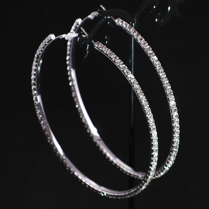 2-4-6-8-10cm oversized earrings exaggerated earrings european and american round rhinestone geometric hoop earrings for women cross-border