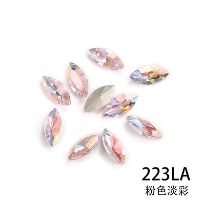 Horse eye crystal diamond, diamond-shaped coated light color glass rhinestone, DIY nail art accessories, irregular pointed and base diamond influencer