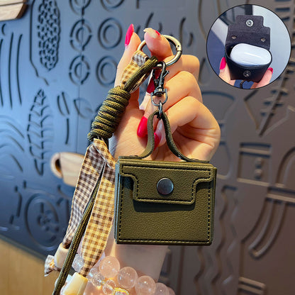 Creative miu PU leather headphone case keychain small pendant cute couple car keychain bag pendant