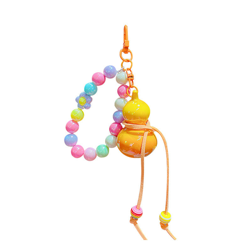 Creative simulation color beaded gourd keychain mobile phone chain pendant school bag keychain charm small gift wholesale