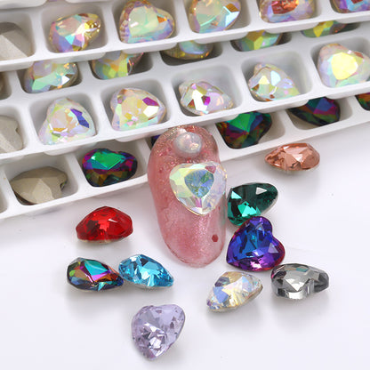 K9 Heart-Shaped Pointed Diamond Nail Art Diamond Phone Case Sparkling Diamond Wedding Dress Accessories Accessories Pointed Bottom Heart-shaped Diamond