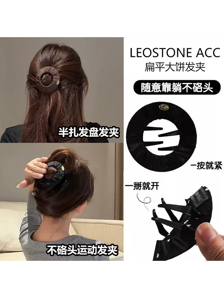 Flat hair clip, large pancake claw clip for women, new style for women, half-tie hair bun hair clip for the back of the head, yoga sports hair clip