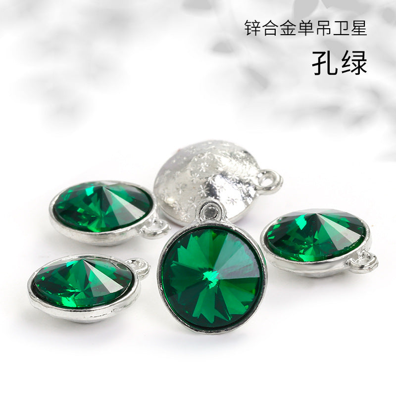 12mm zinc alloy satellite single pendant bag, necklace, bracelet, clothing decoration, accessory satellite shape round single-hole pendant