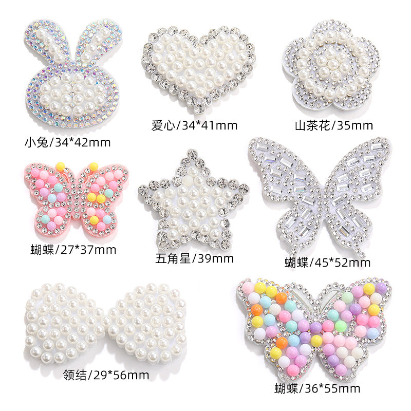 Rabbit Rhinestone Pearl Patch - Hot Diamond Sticker Clothes Shoes Flower Hair Accessories
