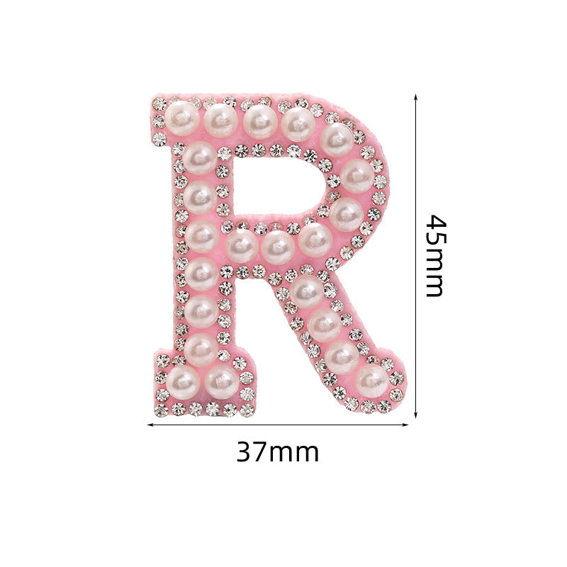 Hot Heat Patch Stickers with 26 English Letters DIY Accessories Clothing Accessories White Diamond Pink Nonwoven Fabric Stickers