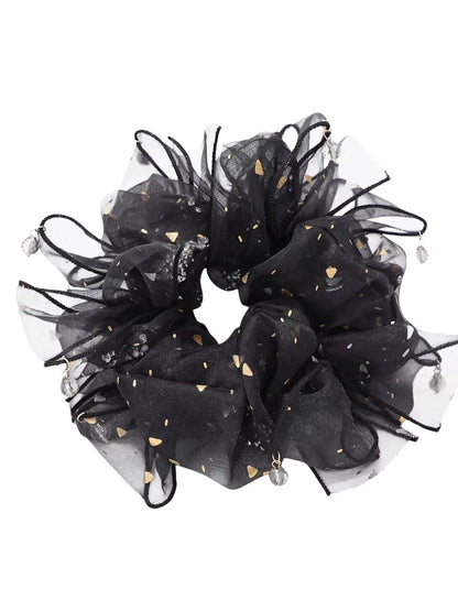 High-end rhinestone mesh bow hair tie for women, high hair volume, elastic sequins for accents, small pendants, hair tie hair accessories