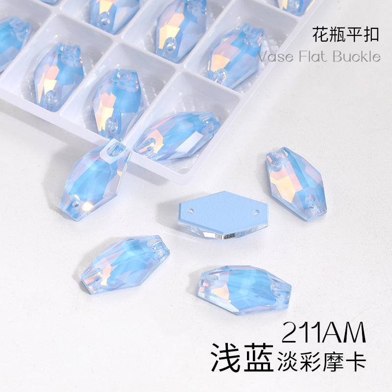 Factory wholesale flat buckle flat bottom hand-stitched rhinestone vase crystal stone ultra-glitter scratch-free packaging glass diamond