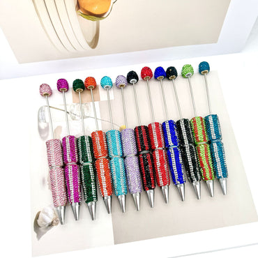DIY  hot selling straight stripe full diamond ballpoint pen creative beaded cute grain pen hand-inlaid with diamonds heavy work ballpoint pen