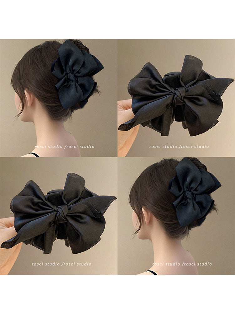 Korean-style bow claw clip for women, high-end look, full-toned hair volume at the back of the head, high-end shark clip hair clip, small size