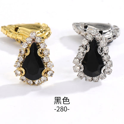 Pointed waterdrop claw rhinestone edge 4-hole hand-stitched rhinestone DIY headwear accessory clothing flash rhinestone accessory pointed waterdrop crystal buckle