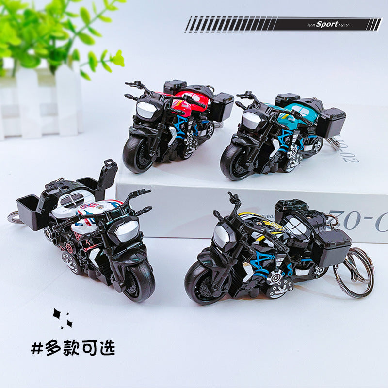 Creative Pullback Motorcycle Model Keychain - Cartoon Alloy Pullback Car Toy Model Pendant Small Gift
