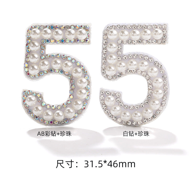 Hot Patch Non-Woven Digital Patches - DIY Clothing Accessories White Imitation Pearl Diamond