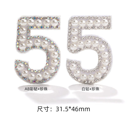 Hot Patch Non-Woven Digital Patches - DIY Clothing Accessories White Imitation Pearl Diamond