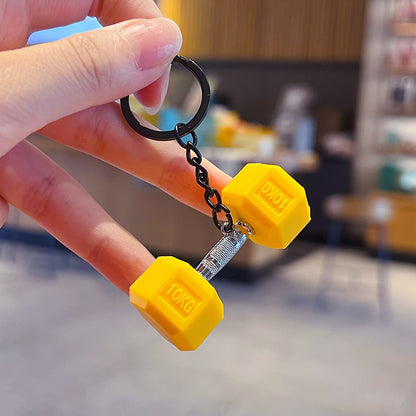 Creative Mini Fitness Barbell Piece Keychain Pendant Couple Car Bag Keychain Sports Small Pendant Wholesale