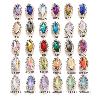 Horse Eye Sunflower Double-layer Hand-Stitched Diamond Shaped Edge Glass Diamond Clothing Bag DIY Accessories Manufacturer Wholesale