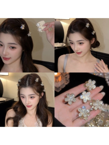Temperament: Shiny diamond, small flower hairpin, bangs, side forehead hairpin, 2026 new high-end grip clip headwear