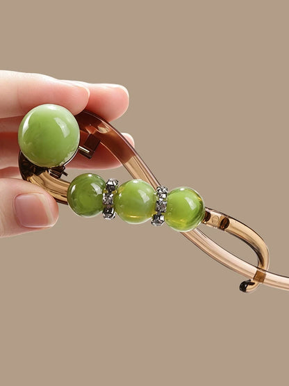 High-end and elegant beaded twisted clip, rhinestone hair clip for women, no poking at the back of the head, updo claw clip, versatile flat-head clip