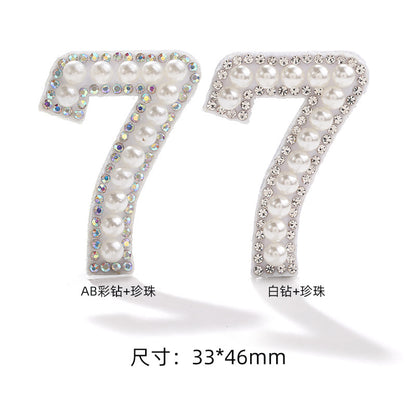 Hot Patch Non-Woven Digital Patches - DIY Clothing Accessories White Imitation Pearl Diamond