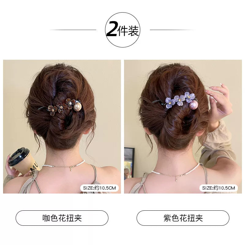 Elegant and sophisticated floral twist hair clips for women, 2026 new high-end back hair clip, straight duckbill clip