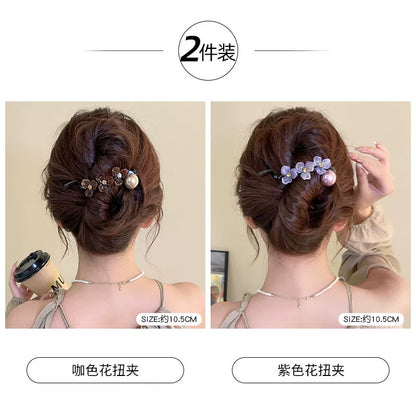 Elegant and sophisticated floral twist hair clips for women, 2026 new high-end back hair clip, straight duckbill clip