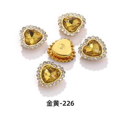 Factory wholesale Peach Heart Sunflower double-layer heart-shaped glass hand-sewn diamond DIY shoes and bags, clothing accessories, accessories