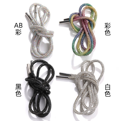 Crystal cord, drill rope, full diamond, ultra-glitter round soft tube, 6-row drill rope, coat strap, hat strap, shoelace, bag and pants strap, DIY accessory for accessories