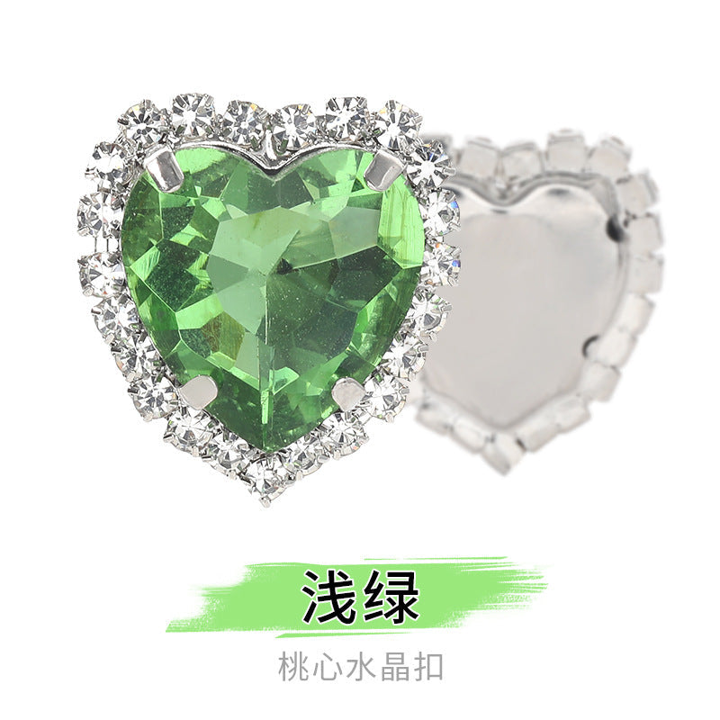 Heart-Shaped Crystal Claw Rhinestones - Hand-Sewn Hat Shoe Accessories Crystal Buckles