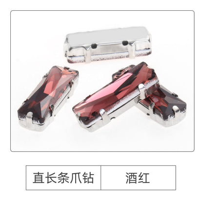 Xichuan Straight Long Claw Rhinestone Glass Hand-Stitched Diamond DIY Accessories Shoe Bag Handmade Materials White K with Claw Diamond