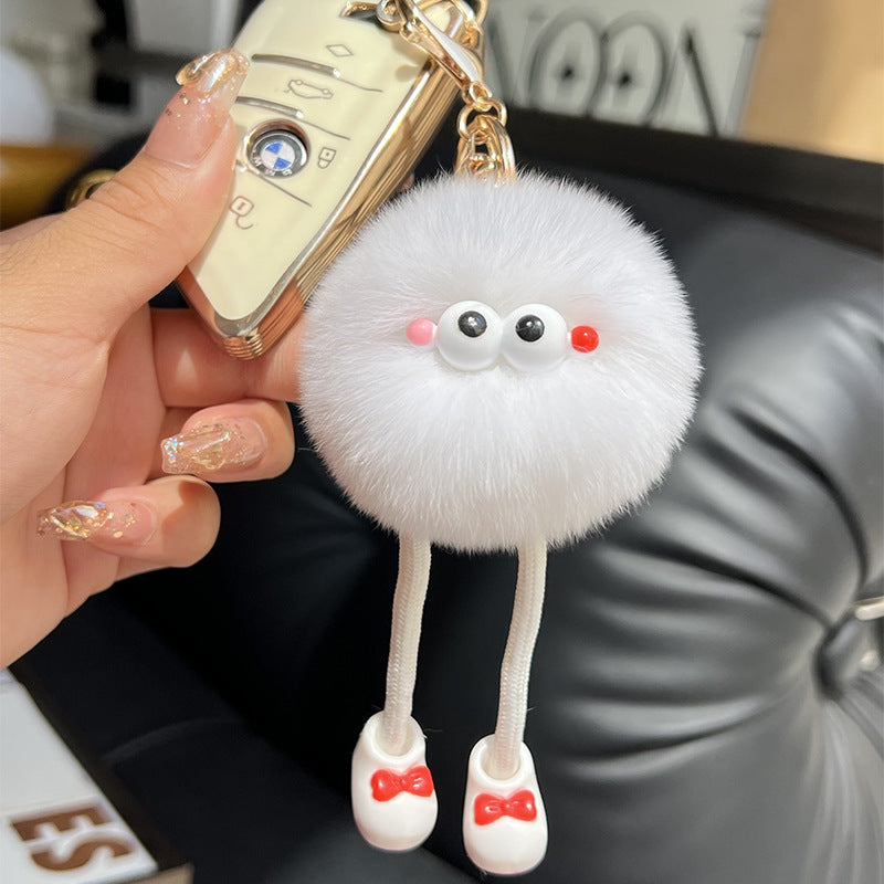 Cute imitation otter rabbit long legs small briquette car keychain pendant plush bag pendant gift doll doll