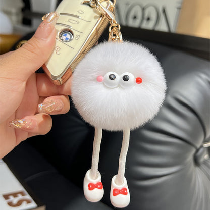 Cute imitation otter rabbit long legs small briquette car keychain pendant plush bag pendant gift doll doll