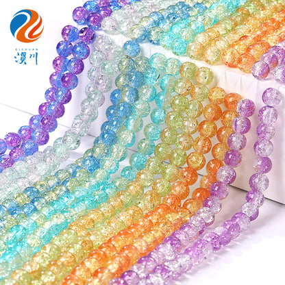Xichuan autumn colorful ice flower jelly round beads DIY bracelet, necklace, jewelry, accessories, handmade perforated beads