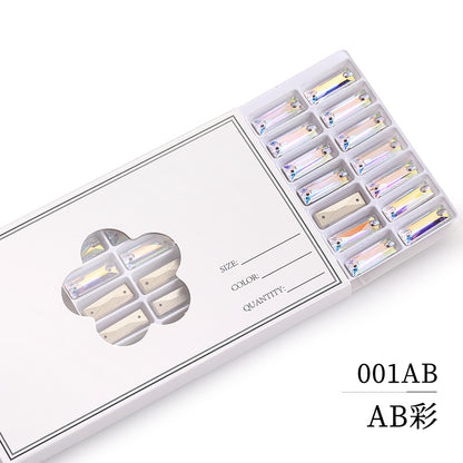 Double Hole Long Bar Flat Bottom Rhinestone - Hand-Stitched Scratch-Resistant AB Color Straight Strip Flat Buckle for Clothing Luggage