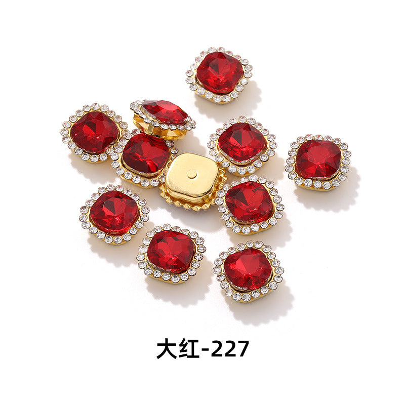 Fat square flower disc buckle sunflower double-layer glass drill DIY hand-punched hand-sewn diamond fat square diamond factory wholesale supply