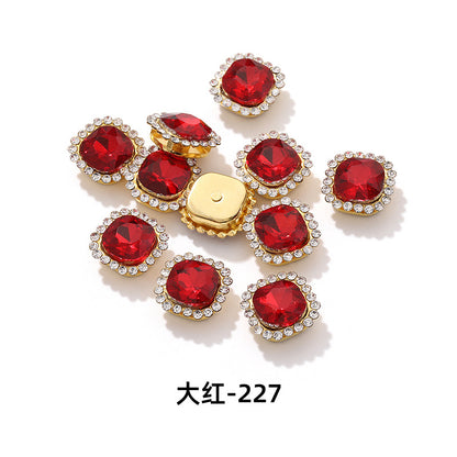 Fat square flower disc buckle sunflower double-layer glass drill DIY hand-punched hand-sewn diamond fat square diamond factory wholesale supply