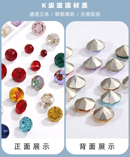 Multi-Faceted Round Pointed Bottom Diamond Rhinestones - Nail Art Clothing Accessories