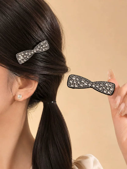 Japanese and Korean new rhinestone bow hair clip, side clip, side bangs clip, high-end front hair clip, hair clip