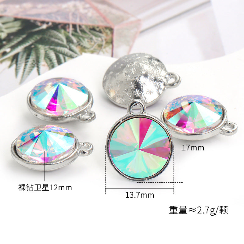 12mm zinc alloy satellite single pendant bag, necklace, bracelet, clothing decoration, accessory satellite shape round single-hole pendant