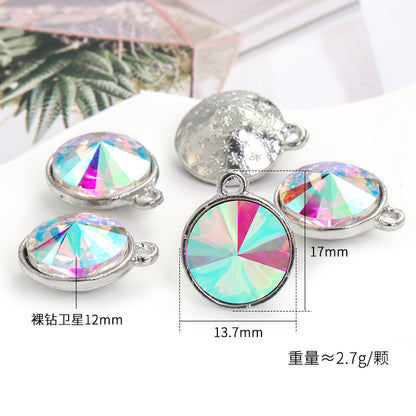 12mm zinc alloy satellite single pendant bag, necklace, bracelet, clothing decoration, accessory satellite shape round single-hole pendant