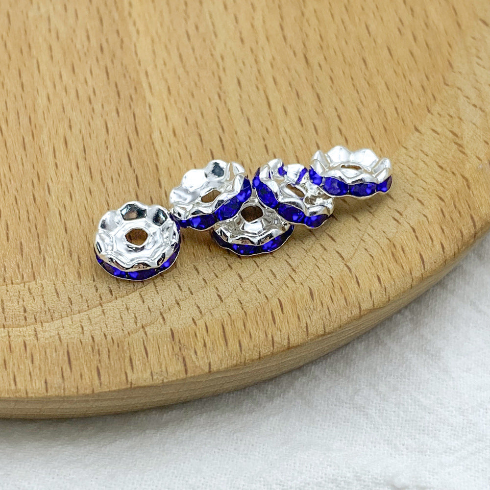 Factory direct sales 10MM color wavy edge rhinestone circle wheel bead spacer spacer bead string silver diamond jewelry