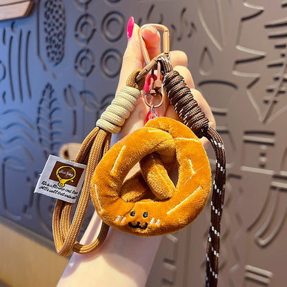 Creative MIU plush bread bracelet keychain pendant couple car key chain bag pendant small gift