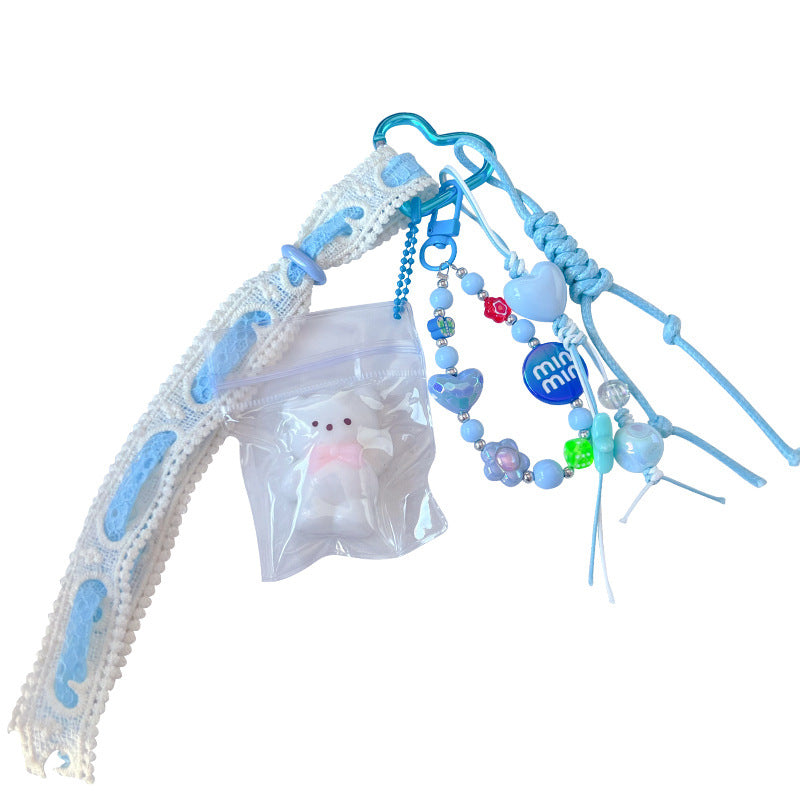 Handmade beading DIY pinch doll keychain pendant cute bear miu series bag pendant keychain accessories