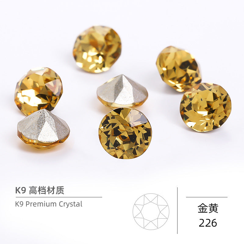 Multi-Faceted Round Pointed Bottom Diamond Rhinestones - Nail Art Clothing Accessories